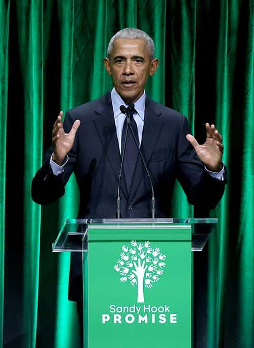Barack Obama speaks onstage during the 2022 Sandy Hook Promise Benefit at The Ziegfeld Ballroom on December 06, 2022 in New York City.