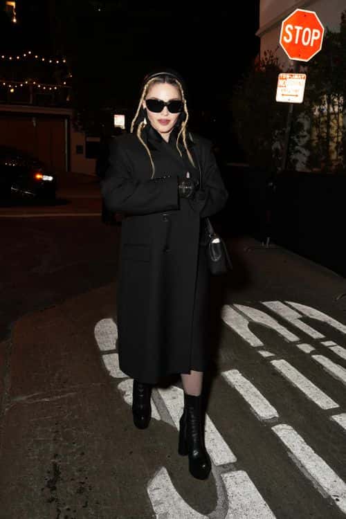 Madonna attends a celebration of the Lola bag, hosted by Burberry & Riccardo Tisci on April 20, 2022 in Los Angeles, California.