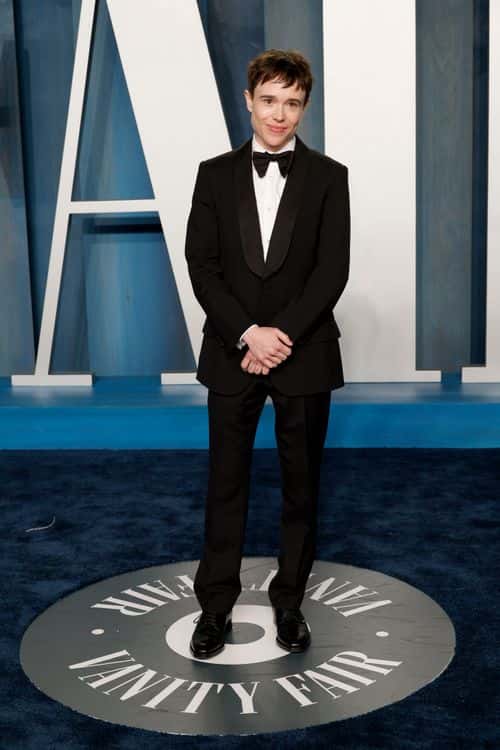 Elliot Page attends the 2022 Vanity Fair Oscar Party hosted by Radhika Jones at Wallis Annenberg Center for the Performing Arts on March 27, 2022 in Beverly Hills, California.