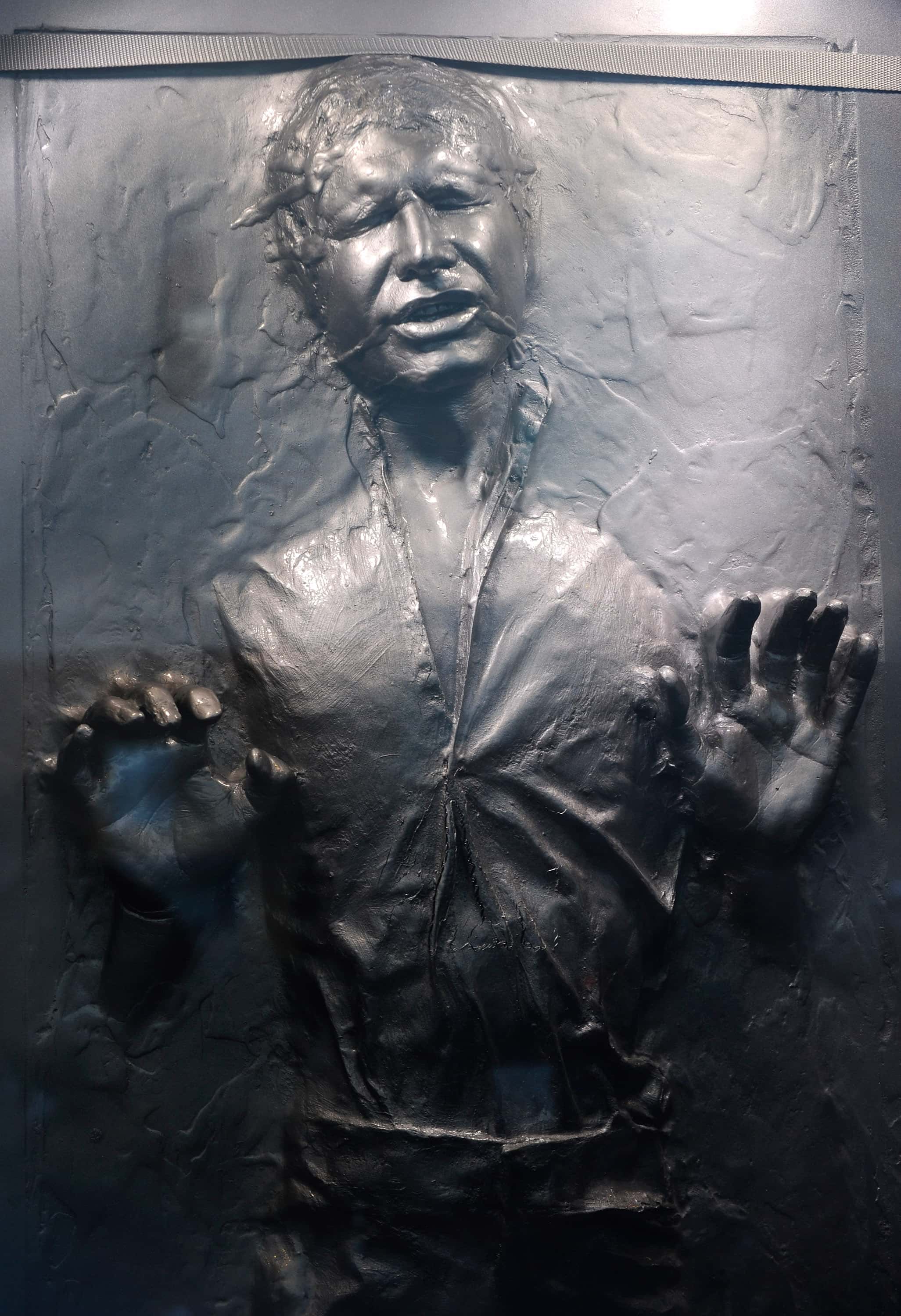 LAS VEGAS - MAY 29: The Star Wars prop of actor Harrison Ford's Han Solo character frozen in carbonite is displayed at the museum exhibit of 