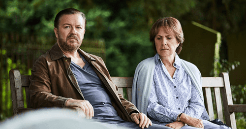 Ricky Gervais and Penelope Wilton in 'After Life' (IMDb)