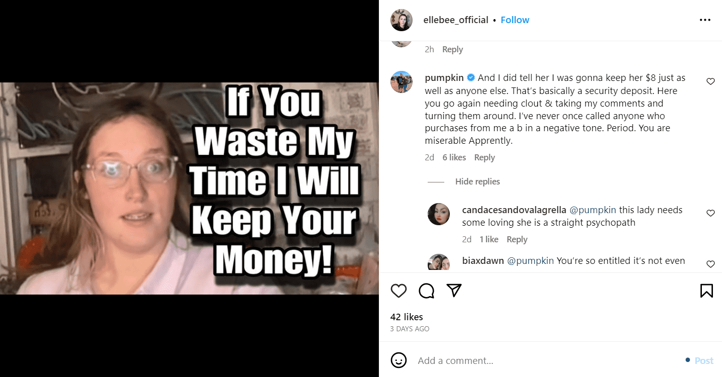 'Mama June: Family Crisis' star Pumpkin slammed for calling her customer 'b**ch' (Instagram/@ellebee_official)