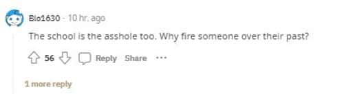 'Why fire someone over their past?' (ReddIt screenshot/Blo1630)