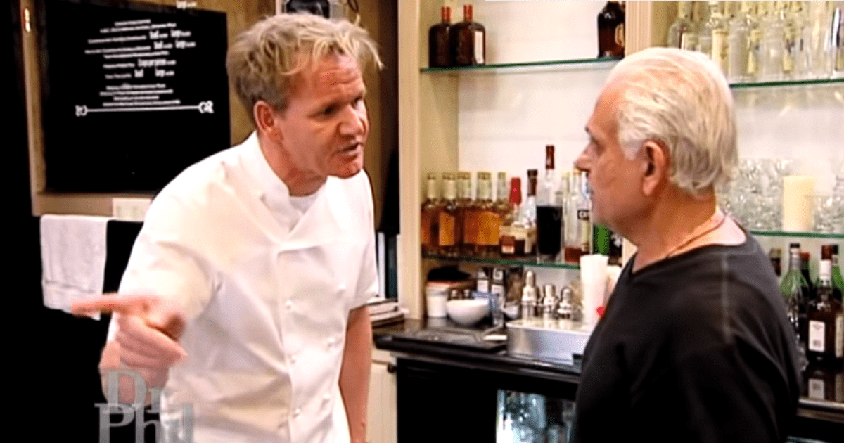 Gordon Ramsay and Samy Bouzaglo in 'Kitchen Nightmares' (YouTube/Dr.Phil)