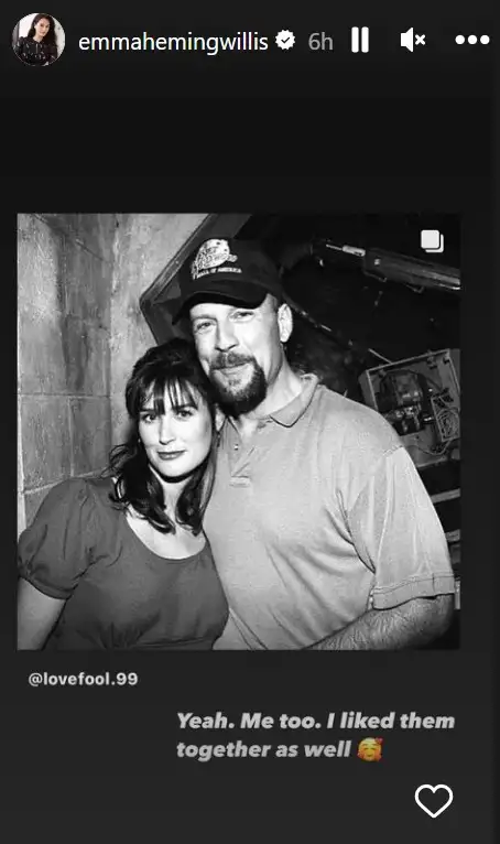 Bruce Willis's wife Emma Heming Willis shares a throwback picture of her husband and Demi Moore from the time they were married (@emmahemingwillis/Instagram)