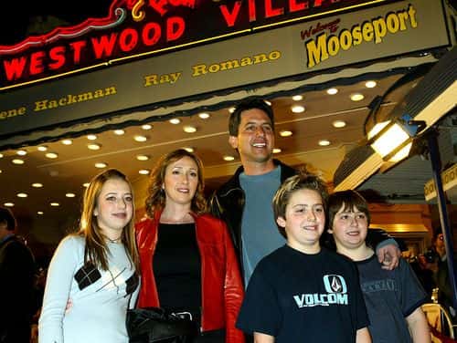 Actor Ray Romano (center) and his family, wife Anna, daughter Alexander (L) and twins, Matt and Greg (R) at the premiere of