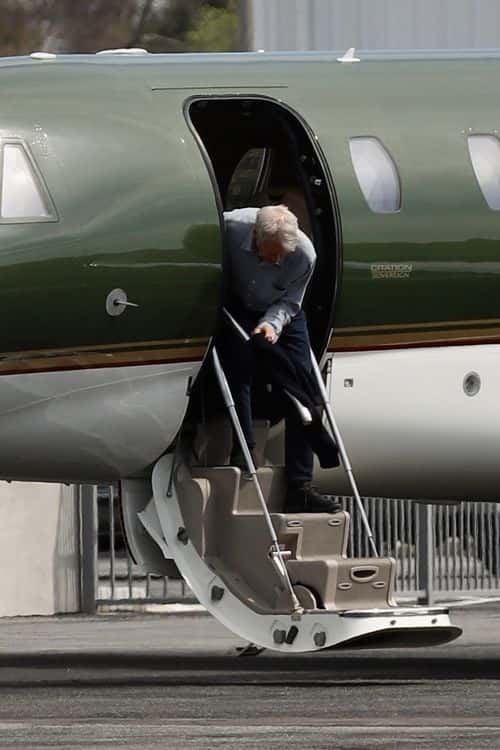 Harrison Ford seemed to lose his balance while exiting his plane (Backgrid)
