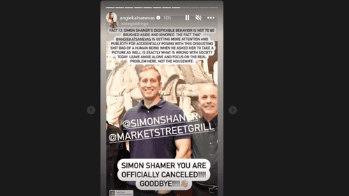 Angie Katsanevas reposts story that defends her action an 'accidental posing' (Instagram/angiekatsanevas)