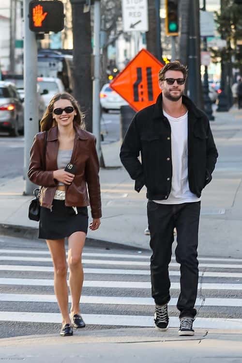 Liam Hemsworth and Gabriela Brooks out and about. (Backgrid)