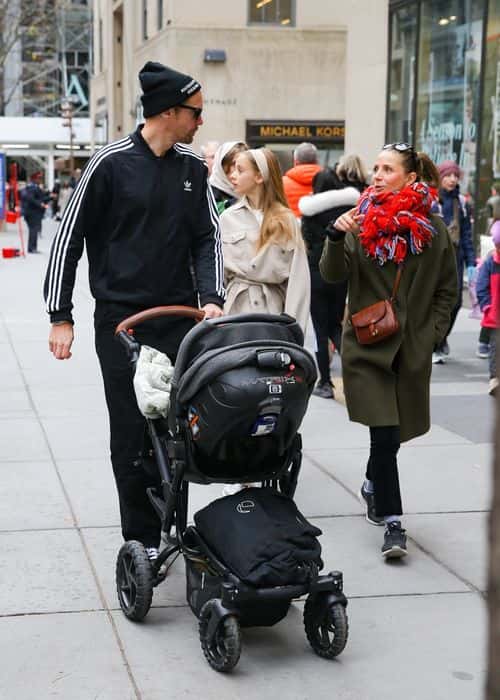 Alexander Skarsgard with girlfriend Tuva Novotny and newborn child in stroller. (Photo: Backgrid)