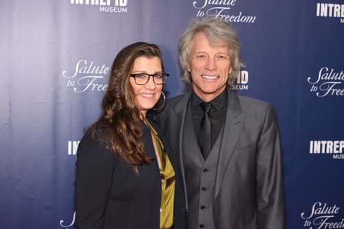 Dorothea Hurley and Recipient of the Intrepid Lifetime Achievement Award Jon Bon Jovi attend as Intrepid Museum hosts Annual Salute To Freedom Gala on November 10, 2021 in New York City.