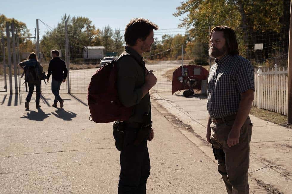 Pedro Pascal and Nick Offerman in a still from 'The Last of Us' (HBO)