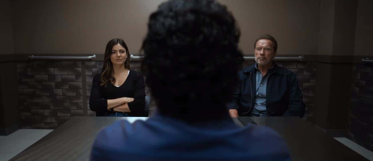 Monica Barbara, Arnold Schwarzenegger, and Diego Luna in 'FUBAR' Episode 5 (Netflix)