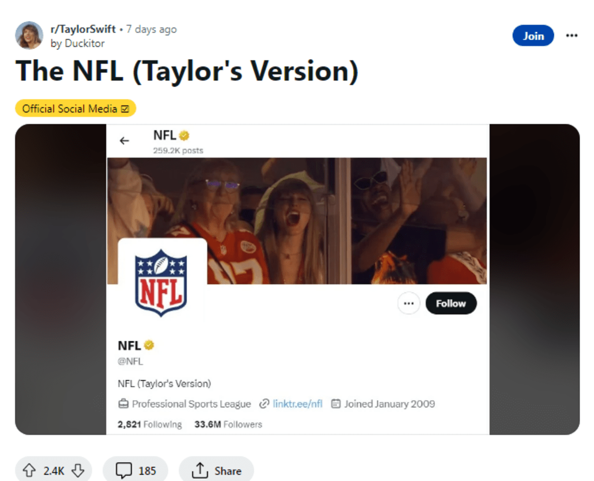 NFL changed X bio and header (Reddit)