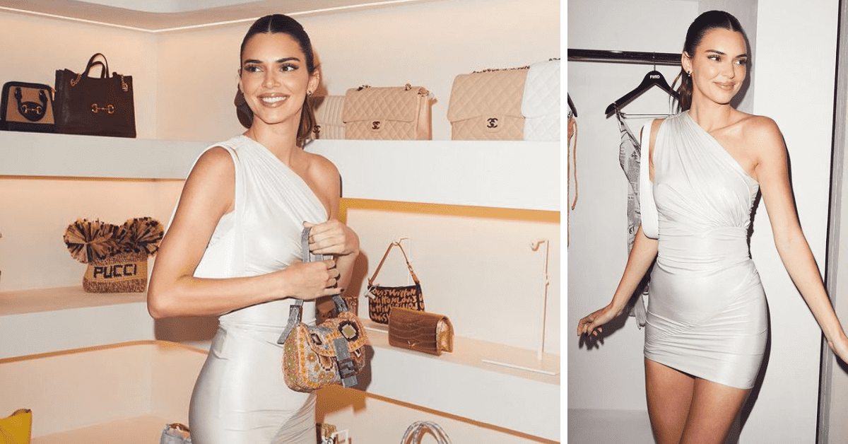 Kendall Jenner stunned in a white one shoulder mini dress, reposted by FWRD (fwrd/Instagram)