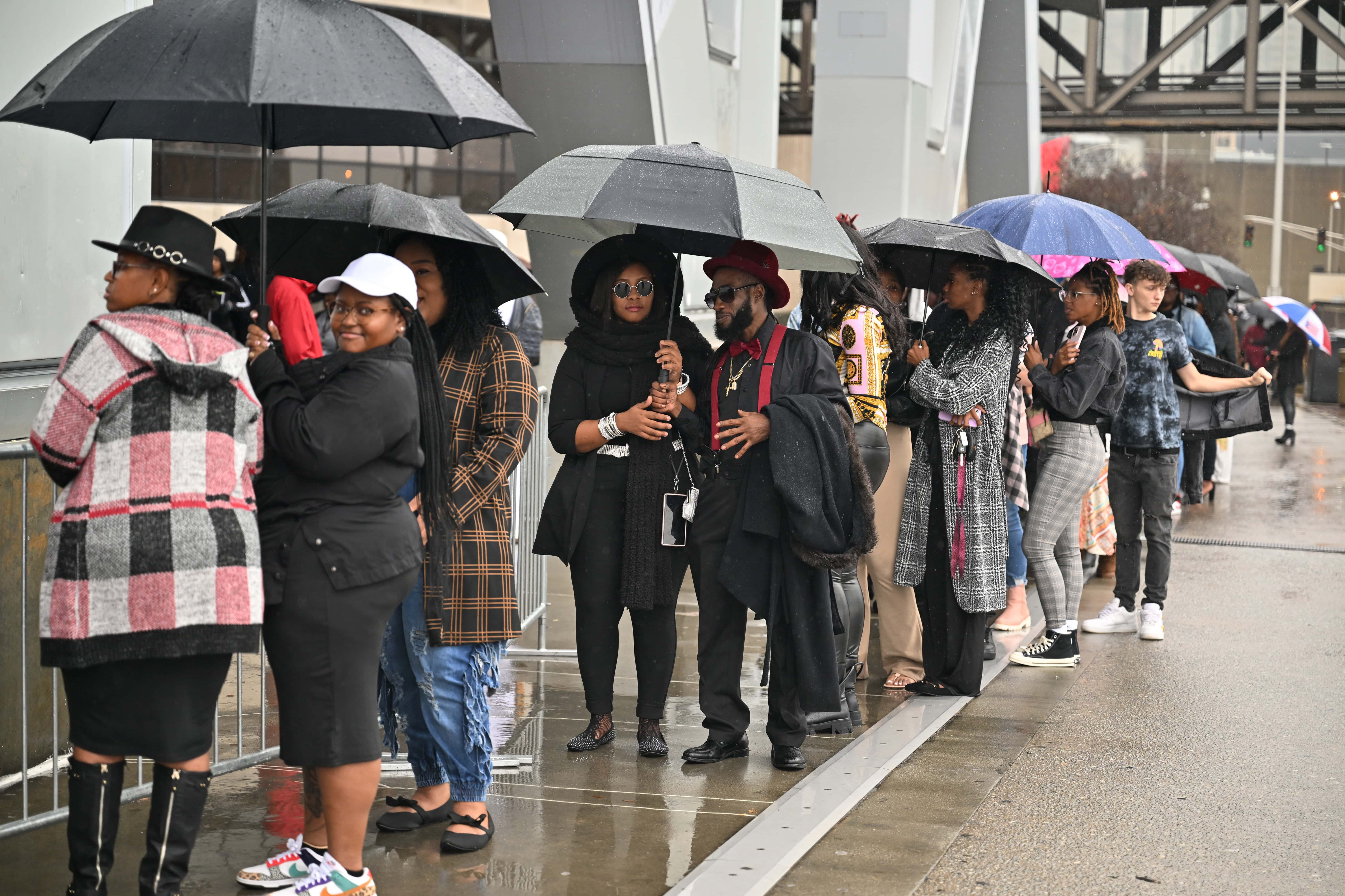Spectators attend the Celebration of Life for Takeoff of Migos at State Farm Arena on November 11, 2022 in Atlanta, Georgia. Takeoff was fatally shot at 810 Billiards & Bowling in Houston, TX in the early hours of November 1, 2022 at the age of 28.
