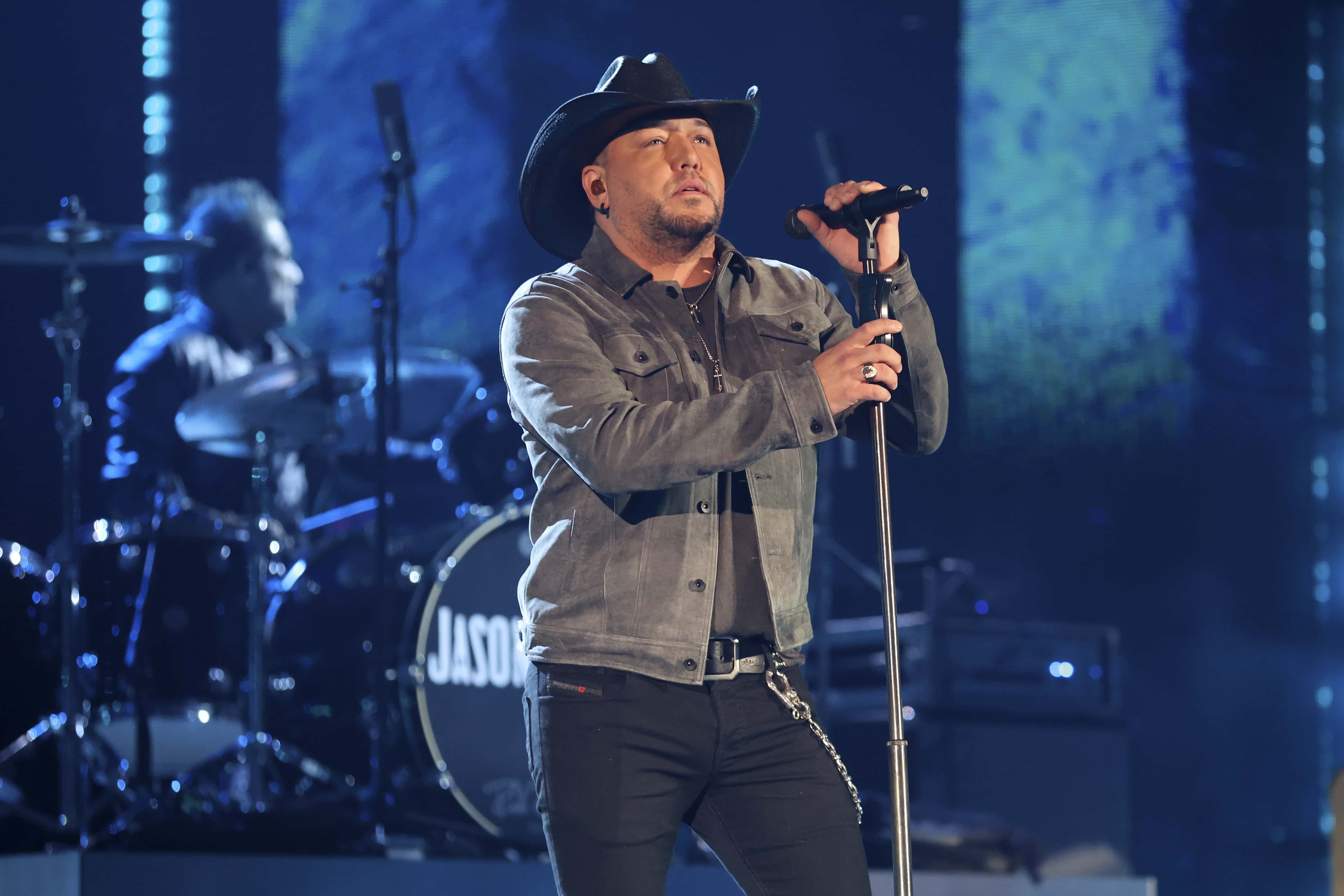 (FOR EDITORIAL USE ONLY) Jason Aldean performs onstage at the 2022 iHeartRadio Music Awards at The Shrine Auditorium in Los Angeles, California on March 22, 2022. Broadcasted live on FOX.