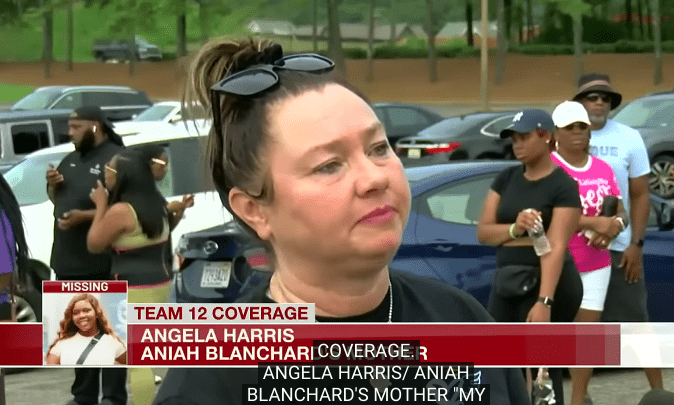 Angela Harris is among dozens of people who have come together to find 25-year-old Carlee Russell, who went missing on July 13 in Hoover on I-459 South (wsfa12news/YouTube)