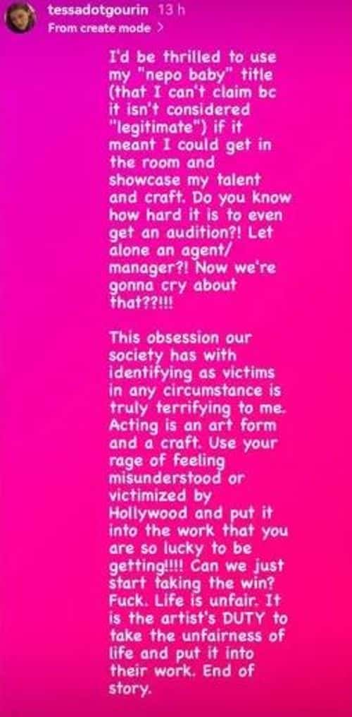 Tessa Gourin's response to Lily-Rose Depp ( TessadotGourin/ Instagram)