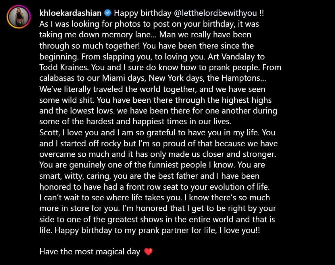 Khloe Kardashian pens sweet birthday tribute to Scott Disick (Instagram/khloekardashian)