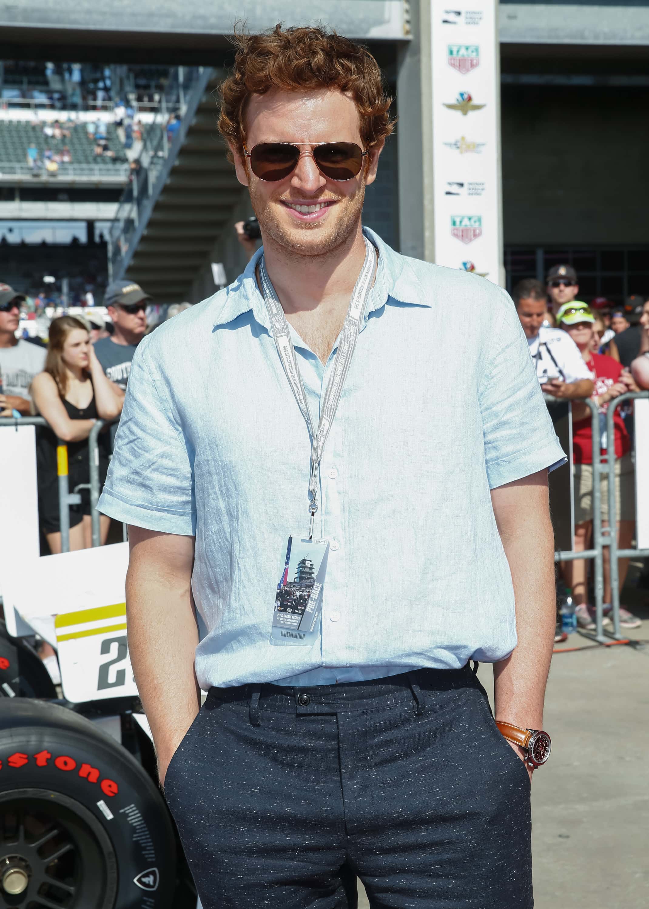 Nick Gehlfuss arrives at the Indianapolis Motor Speedway on May 29, 2016, in Indianapolis, Indiana. (Photo by Michael Hickey/Getty Images)