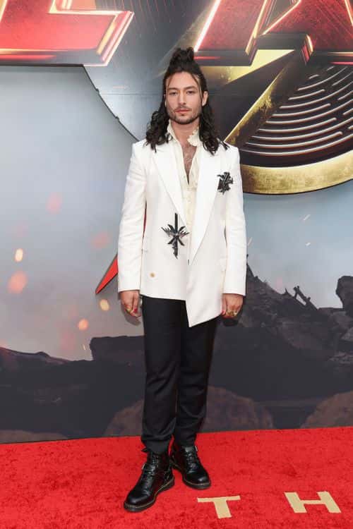 Ezra Miller attends the Los Angeles premiere of Warner Bros. 