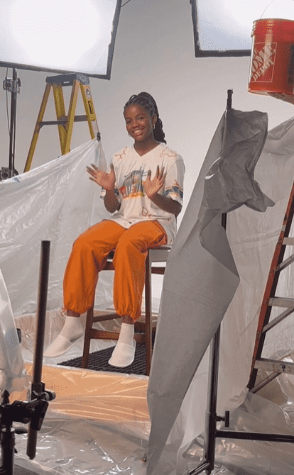 Mia Burleson as she makes her runway debut (@atoyaburleson/Instagram)