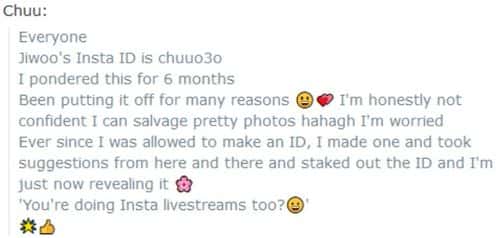 Chuu's reason behind opening a personal instagram