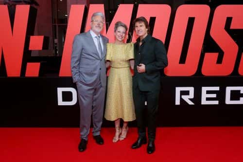 Christopher McQuarrie, Heather McQuarrie and Tom Cruise attend the Australian premiere of 