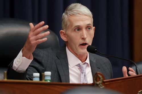 Trey Gowdy (R-SC) questions Deputy Assistant FBI Director Peter Strzok during ajoint hearing of his committee and the House Judiciary Committee in the Rayburn House Office Building on Capitol Hill July 12, 2018 in Washington, DC. (Photo by Chip Somodevilla/Getty Images)