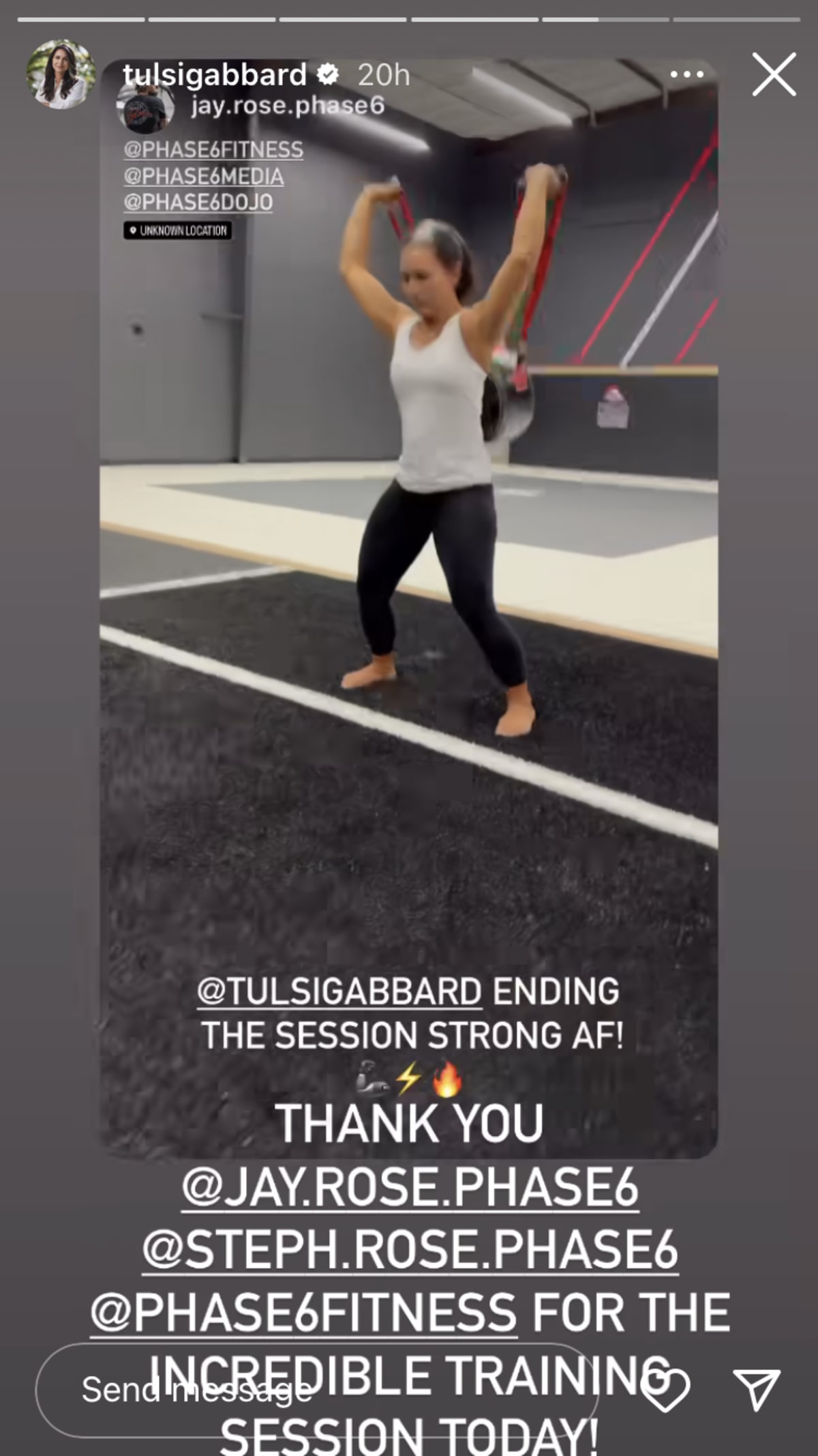 Tulsi Gabbard trained hard with fitness trainer Jay Rose (@tulsigabbard/Instagram)