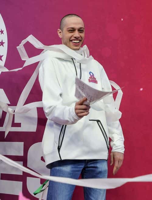 NFC captain Pete Davidson is hit by streamers and confetti as he celebrates the NFC's 35-33 victory over the AFC in the 2023 NFL Pro Bowl Games at Allegiant Stadium on February 05, 2023 in Las Vegas, Nevada.