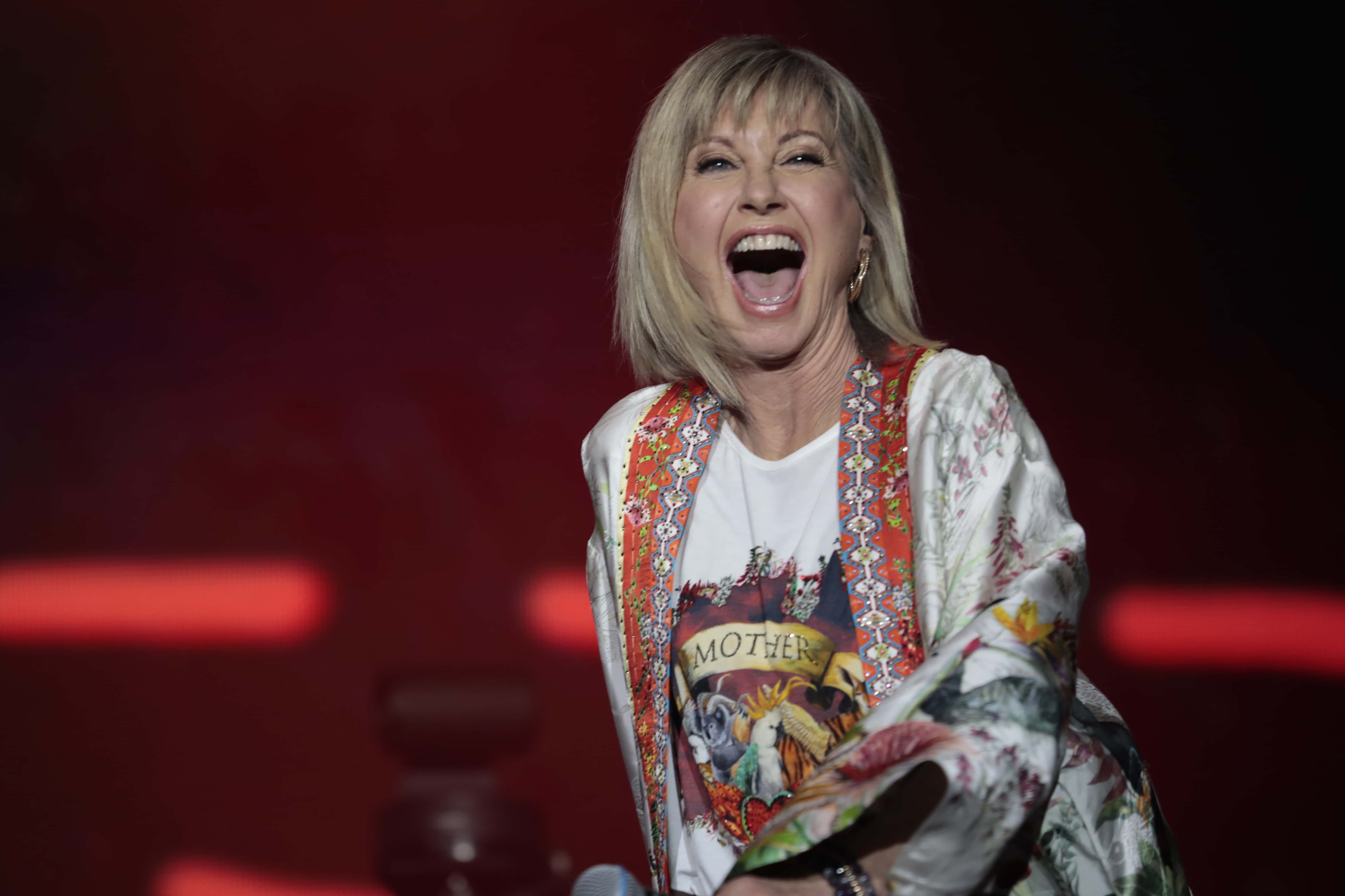 Olivia Newton-John performs during Fire Fight Australia at ANZ Stadium on February 16, 2020 in Sydney, Australia.