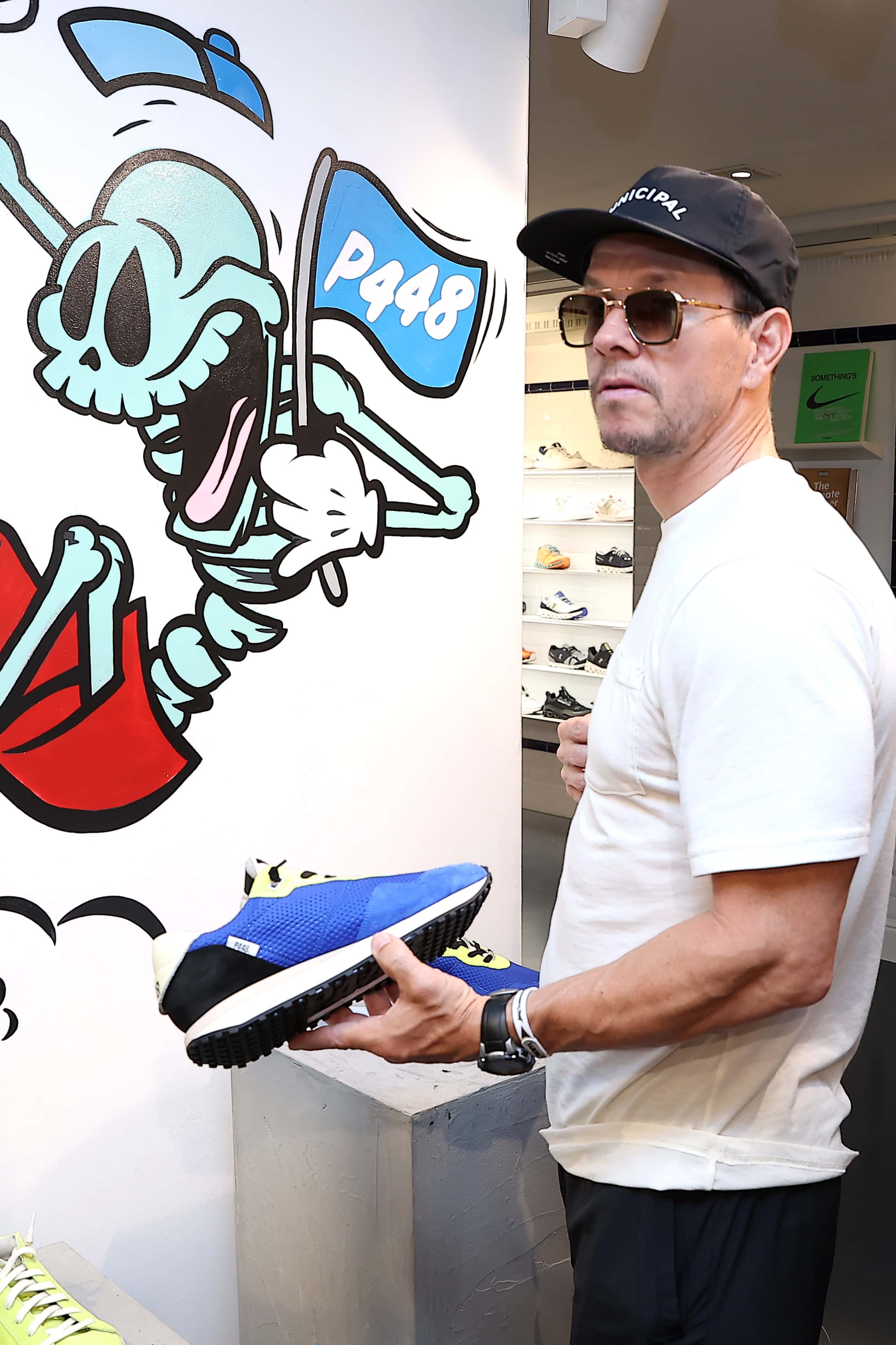 Mark Wahlberg attends the P448 Official Opening with Ocean Bottle at Le Bon Marche on June 28, 2022 in Paris, France.