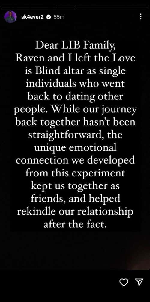 'Love is Blind' Season 3 star Sikiru 'SK' Alagbada's Instagram story (Instagram/@sk4ever2)