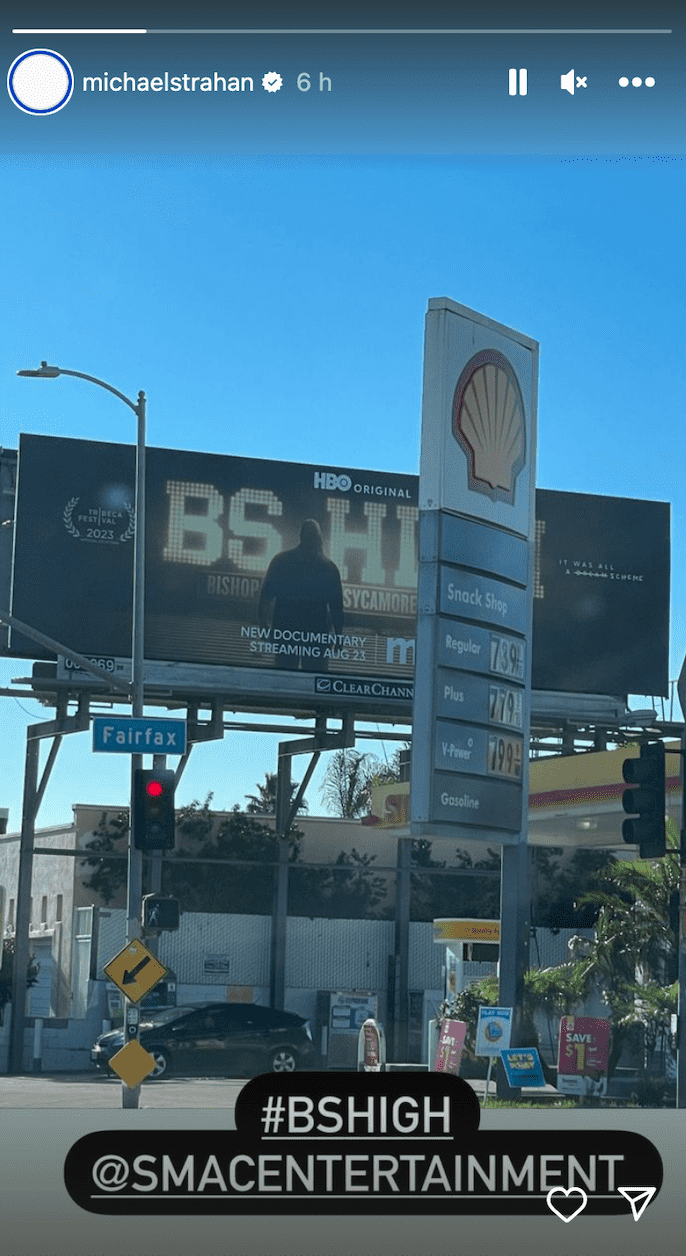 'GMA' Michael Strahan posted a snap of a billboard poster that advertised 'BS High', a HBO documentary that he produced (@michaelstrahan/Instagram)