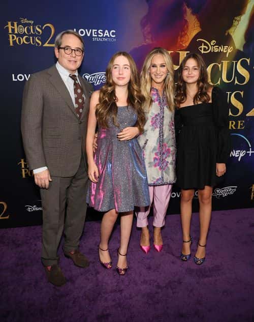 (L-R) Matthew Broderick, Marion Loretta Elwell Broderick, Sarah Jessica Parker and Tabitha Hodge Broderick attend Disney's 