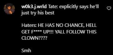 A user compared what Tate and haters think about the bout (thecobrabrothers/Instagram)