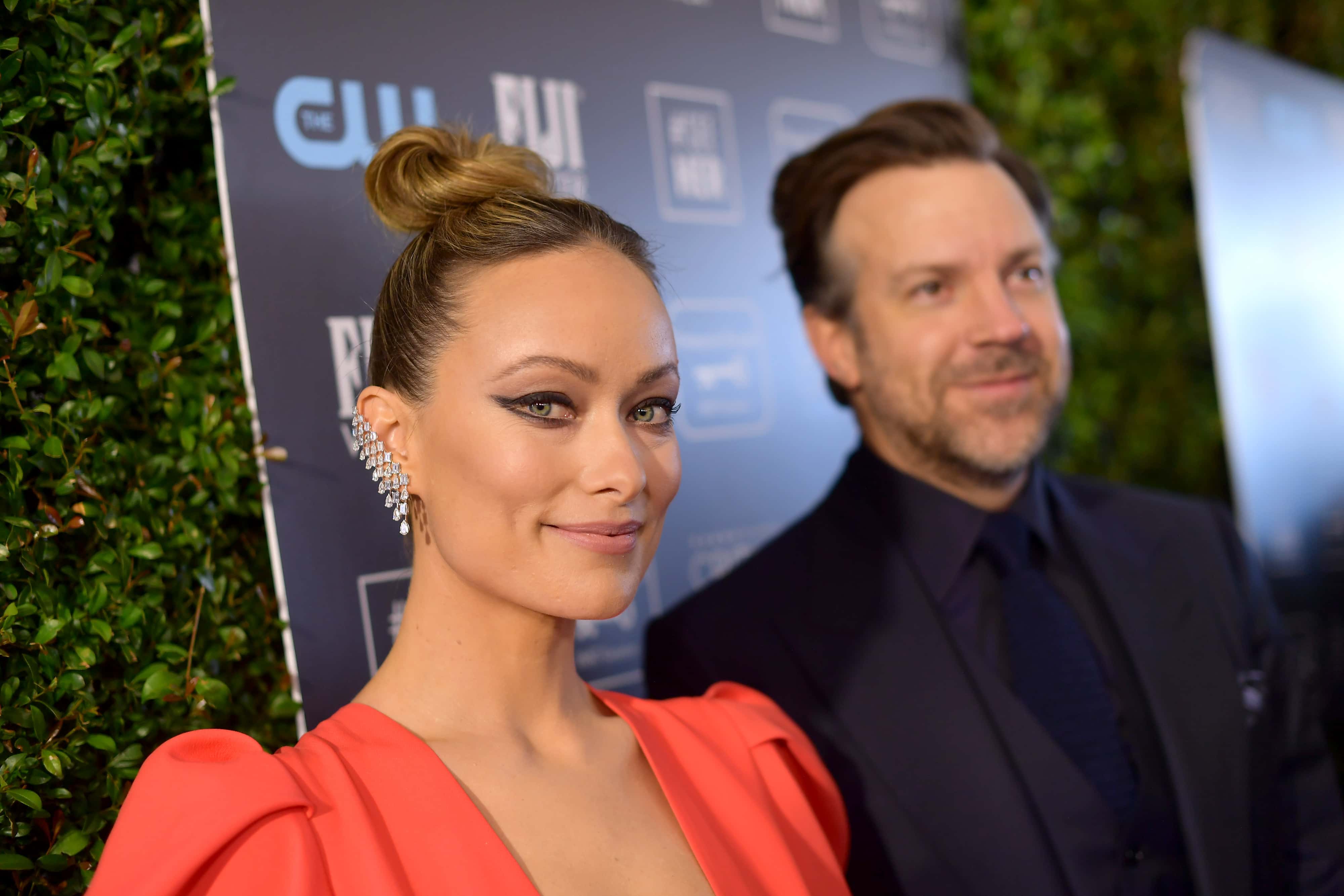 Olivia Wilde and Jason Sudeikis attend the 25th Annual Critics' Choice Awards at Barker Hangar on January 12, 2020 in Santa Monica, California.