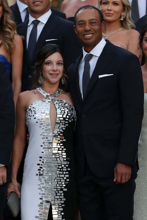 Tiger Woods of the United States poses with girlfriend Erica Herman before the Ryder Cup gala dinner at the Palace of Versailles ahead of the 2018 Ryder Cup on September 26, 2018 in Versailles, France.