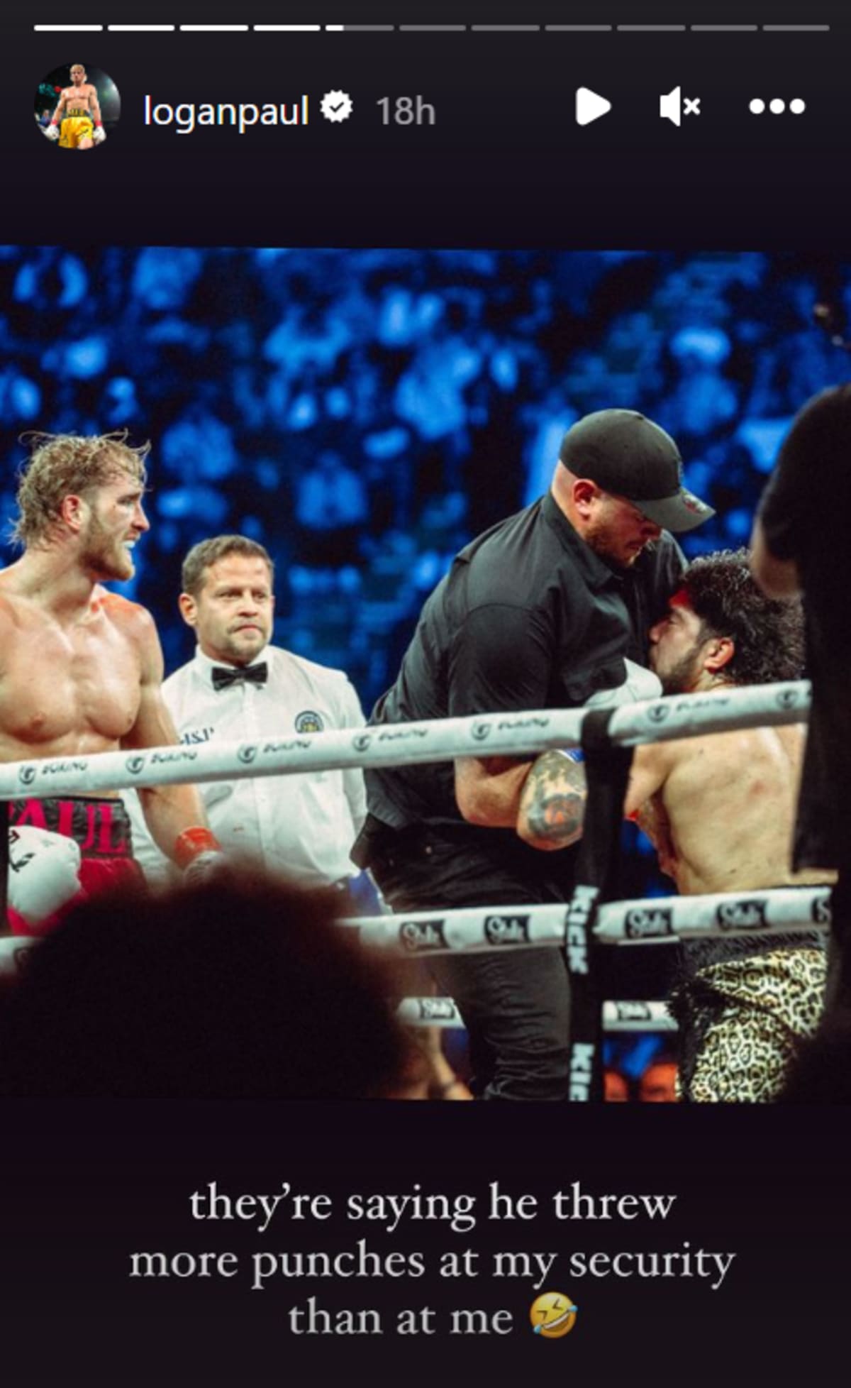 A screenshot of Logan Paul's IG story (@loganpaul/Instagram)