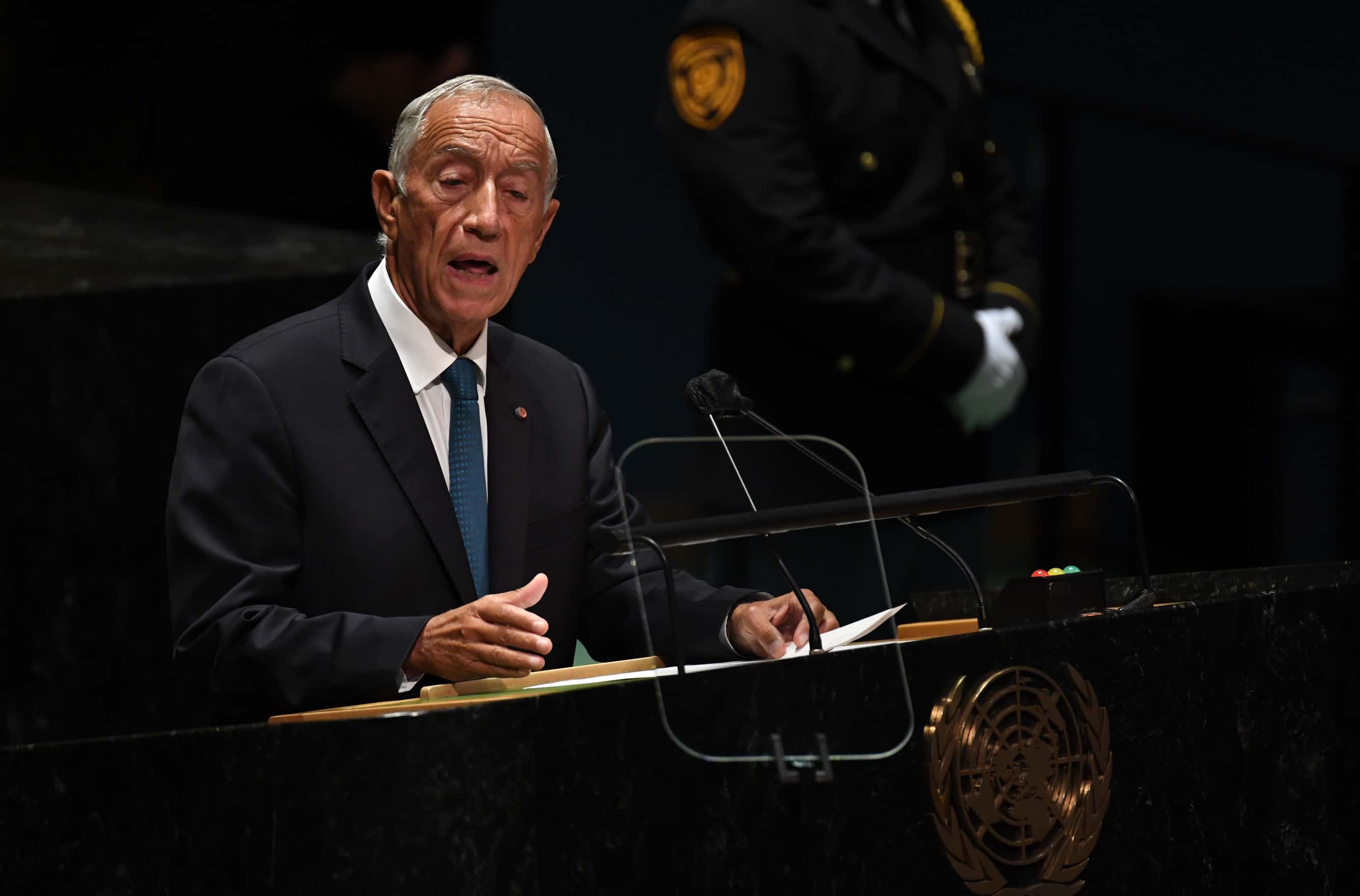 President of Portugal Marcelo Rebelo de Sousa addresses the 76th Session of the U.N. General Assembly on September 21, 2021 at U.N. headquarters in New York City. More than 100 heads of state or government are attending the session in person, although the size of delegations is smaller due to the Covid-19 pandemic.