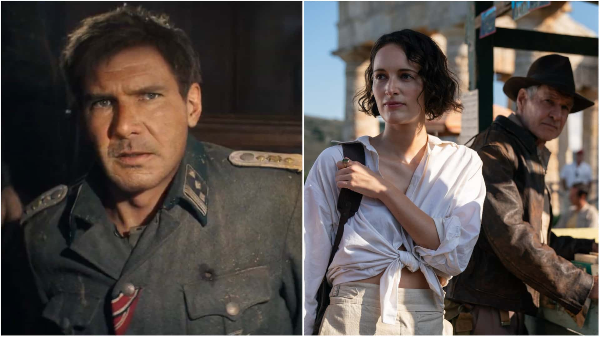 Harrison Ford de-aged for 'Indiana Jones and the Dial of Destiny' and Phoebe Waller-Bridge in a still from the movie (Lucasfilm)