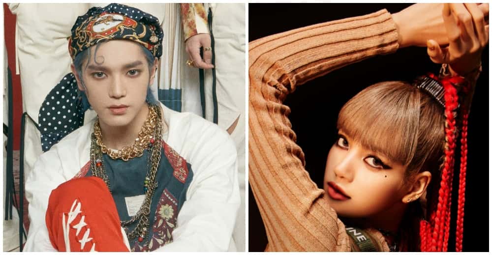 NCT's Taeyang wears a turban while Blackpink's Lisa wears box braids (@NCTsmtown, @BLACKPINK/Twitter)