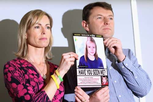 Kate and Gerry McCann hold an age-progressed police image of their daughter during a news conference to mark the 5th anniversary of the disappearance of Madeleine McCann, on May 2, 2012 in London, England. The McCann's today stated that there is