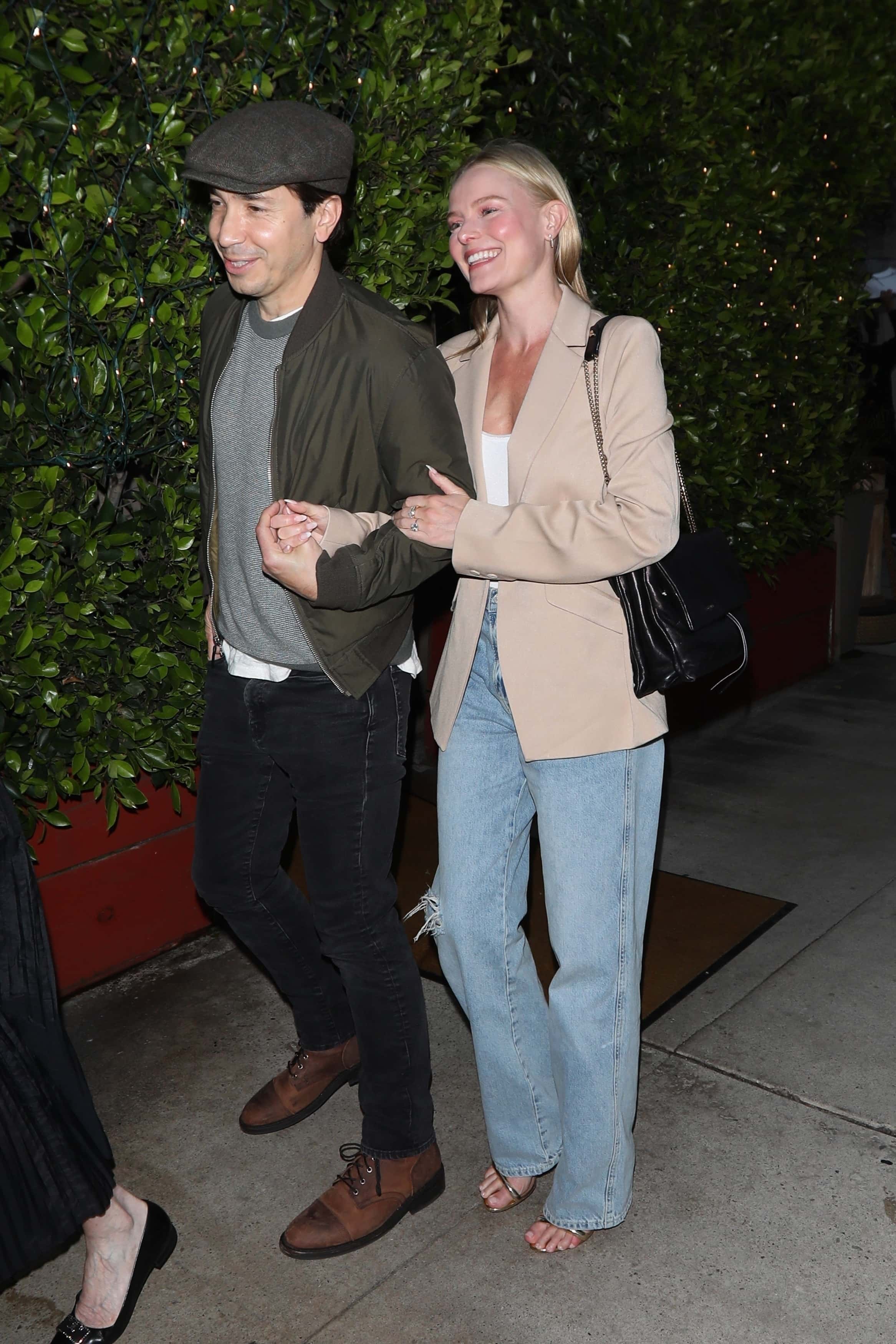 Their sighting comes just weeks after the stars confirmed their engagement on his podcast Life is Short, when Kate was a guest star on it (Backgrid)