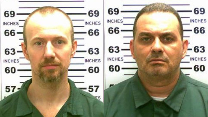 In this handout from New York State Police, convicted murderers David Sweat (L) and Richard Matt are shown i n this composite image. Matt, 48, and Sweat, 34, escaped from the maximum security prison June 6, 2015 using power tools and going through a manhole.