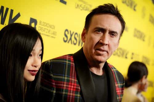 Riko Shibata and Nicolas Cage attend the premiere of 