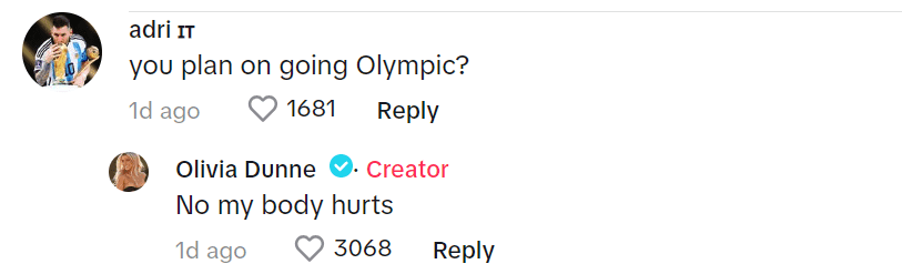 Olivia Dunne's fan reaction (livvy/ TikTok)