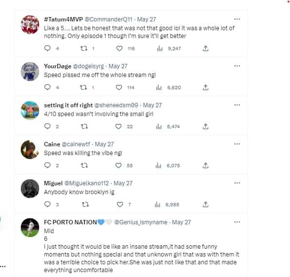 Comments left on Cenat and Speed's first episode (KaiMafiaUpdates/Twitter)